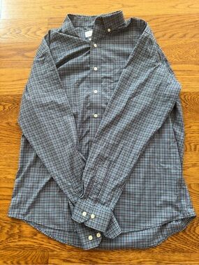 The Southern Shirt Company Men's Navy and Teal Plaid Button-Down Shirt